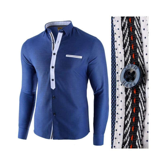 Camasa pentru barbati, albastru, slim fit, casual - Leon Special Camasa pentru barbati, albastru, slim fit, casual - Leon Special