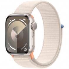Apple Watch 9, GPS, Carcasa Starlight Aluminium 45mm, Starlight Sport Loop