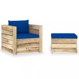 vidaXL Set mobilier grădină cu perne, 2 piese, lemn tratat verde 3074541
