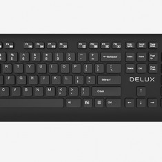 TASTATURA DELUX, wireless, 104 taste, multimedia 12 combinatii FN , USB, negru,