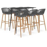 Cumpara ieftin Set mobilier de bar, 7 piese, negru si gri