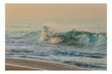 Tablou Canvas, "Valurile mării sub lumină aurie", Valuri, Apus, Spumă, Ocean, Lumină, Calm, Reflexii, Nisip, 39 x 26 cm, CMCLASS