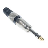 Mufa Jack 6.35mm Stereo Tata, V&acirc;rf Aurit, cu Protector Cablu - OEM