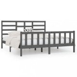 Cumpara ieftin Cadru de pat, gri , 200x200 cm, lemn masiv de pin
