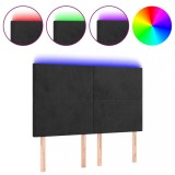 Cumpara ieftin Tablie de pat cu LED, negru, 144x5x118/128 cm, catifea