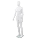 Gossi corp manechin masculin, cu suport din sticla, alb lucios 185 cm