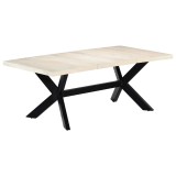 Cumpara ieftin Masa de bucatarie, alb, 200x100x75 cm, lemn masiv de mango
