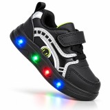 Cumpara ieftin Pantofi sport cu luminite, Model Sporty Style 2, Piele ecologica, Baieti, Negru