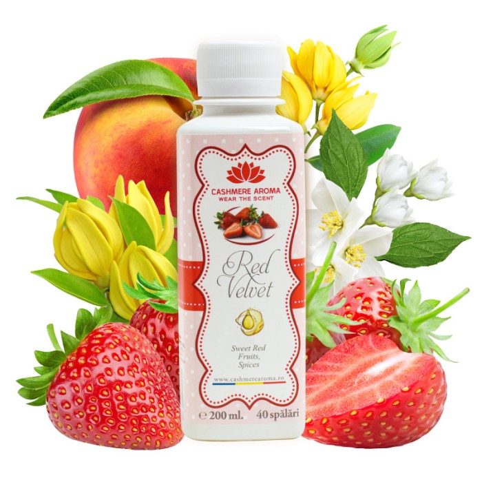 Parfum de rufe RED VELVET cu arome de Banana, Capsuna, Fructe rosii, Iasomie, Para,Piersica,Ylang Ylang, 200ml