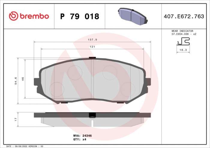 BREMBO P 79 018 PRIME LINE set placute frana,frana disc