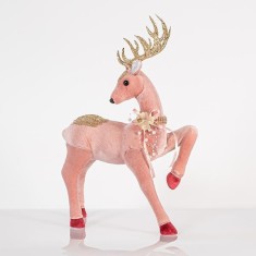 Decoratiune Pink Velvet Deer 33 cm x 47 cm