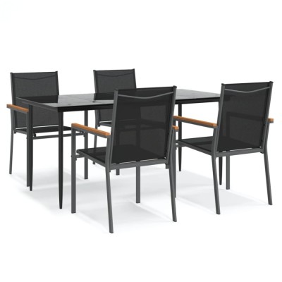 Set mobilier de gradina, 5 piese, negru, textilena si otel foto