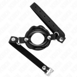 KINK - LIP 8 CM GAG WITH BLACK LEATHERETTE STRAP 63 x 2 CM ADJUSTABLE 39-58 CM, KINK COLLAR &amp; GAG