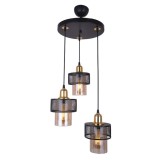 Cumpara ieftin Lustra cu trei lumini PWL-1045, E27 negru-auriu, 30x85 cm
