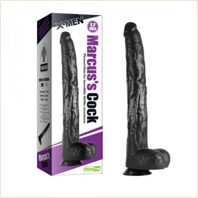 Dildo gigantic de inalta calitate, cu o suprafata venata X-MEN Long Dildo Black foto