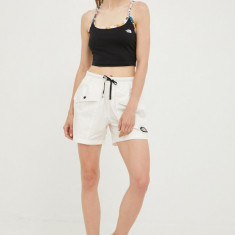 The North Face pantaloni scurti Pride femei, culoarea bej, neted, high waist