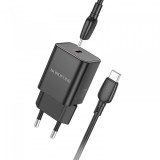 Incarcator Retea Cu Cablu USB-C Borofone BN13 Safety, 30W, 3A, 1 x USB-C, Negru