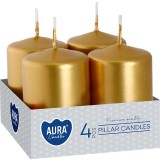 Set 4 Lumanari Decorative Cilindrice AURA Auriu 40x60 mm - MagicHome