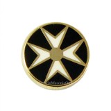 Pin Crucea de Malta &ndash; Negru &ndash; 11 mm &ndash; Emailat &ndash; Ordinul Ospitalierilor &ndash; Cadou cu Cutie de P?strare