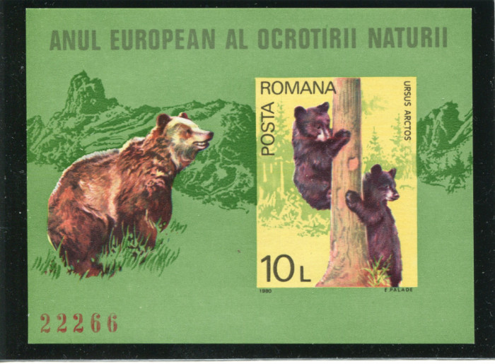 1980 , Lp 1006 , Anul European al Ocrotirii Naturii , colita nedantelata - MNH