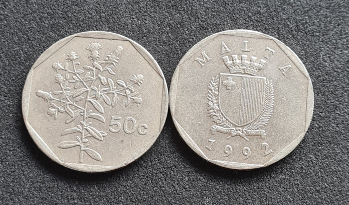 Malta 50 cents cent 1992