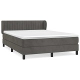Cumpara ieftin Pat box spring cu saltea, gri inchis, 140x200 cm, catifea
