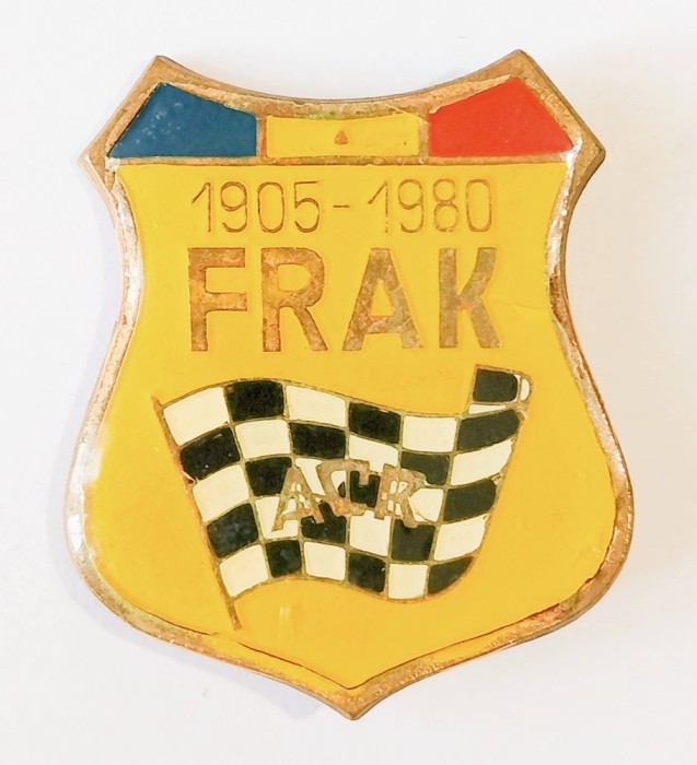 INSIGNA ACR AUTOMOBIL CLUBUL CLUB ROMAN FRAK FEDERATIA ROMANA DE AUTOMOBILISM SI KARTING AUTO
