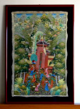 Arta traditionala din Bali (I) tablou original stil Ubud, ulei pe panza, 48x69cm, Scene gen, Altul