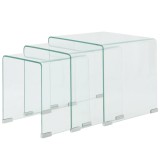 Cumpara ieftin Set mese suprapuse, sticla calita transparenta, trei piese