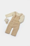 Cumpara ieftin Set bluza si salopeta, Winter muselin, 100% bumbac - Apricot, BabyCosy (Marime: 12-18 Luni)