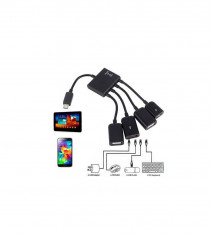 OTG 4 Port Hub Micro USB pentru Tableta Smartphone foto