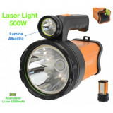 Lanterna profesionala reincarcabila, 500W, led laser, Acumulator LI-ION
