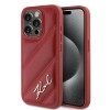 Husa iPhone 15 Pro Max Karl Lagerfeld Diagonal Quilted Script, rosu, KLHCP15XPQDSMGR