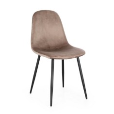 Set 4 scaune otel negru catifea taupe Irelia 44x53x84 cm