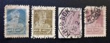 Uniunea Sovietică (U.R.S.S.) 1923&ndash;1925 - Set de 4 Timbre Clasice &bdquo;Standardul de Aur - Țăranul și Muncitorul&rdquo; -PV1
