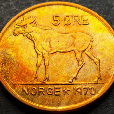 Moneda 5 ORE - NORVEGIA, anul 1970 *cod 2641 = PATINA CURCUBEU