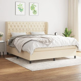 Cumpara ieftin Pat box spring cu saltea, crem, 160x200 cm, material textil