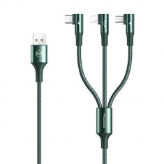 Cablu 3 in 1 Mcdodo CA-8881 90 Degree Lightning / MicroUSB / Type-C 3A 1.2m Verde foto