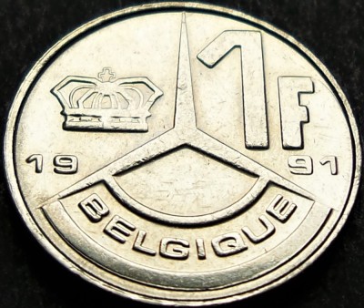 Moneda 1 FRANC - BELGIA, anul 1991 * cod 905 foto