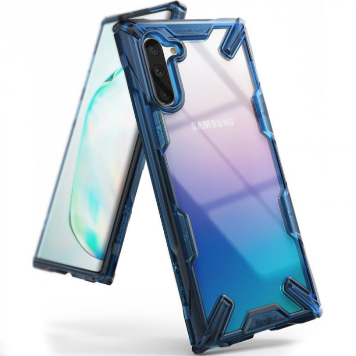 Husa Plastic - TPU Ringke Fusion X pentru Samsung Galaxy Note 10 N970 / Samsung Galaxy Note 10 5G N971, Albastra - Transparenta FUSG0028