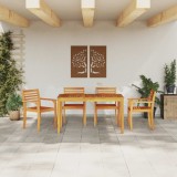 Set de masa pentru gradina 5 buc. Maro Lemn Solid de Acacia
