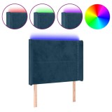Cumpara ieftin Tablie de pat cu LED, albastru inchis, 103x16x118/128cm catifea