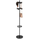HOMCOM Suport pentru Haine și Umbrele, Cuier Independent cu 8 Carlige Rotunde pentru Haine, Pălării și Poșete, &Phi;34x177 cm, Negru | Aosom Romania