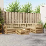 vidaXL Set de canapele de exterior cu pernă 6 pcs Alb și Bej Poliester 3390508