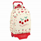 Rucsac cu roti, Safta, Cherry, 32 x 42 x 15 cm, poliester/polipropilena/otel, multicolor