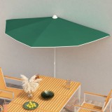 VidaXL Umbrelă de grădină cu st&acirc;lp, verde, 180x90 cm, semirotundă