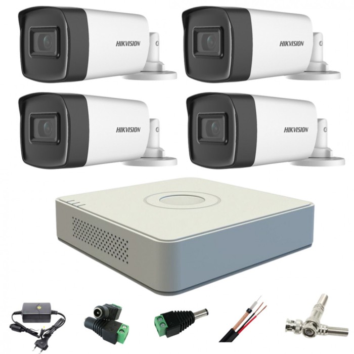 Sistem supraveghere profesional Hikvision 4 camere 5MP Turbo HD IR 40m SafetyGuard Surveillance