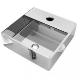 Cumpara ieftin Chiuveta cu orificiu robinet argintiu 38x30x11,5 cm ceramica