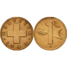 Elvetia 1948 - 1 rappen, circulata