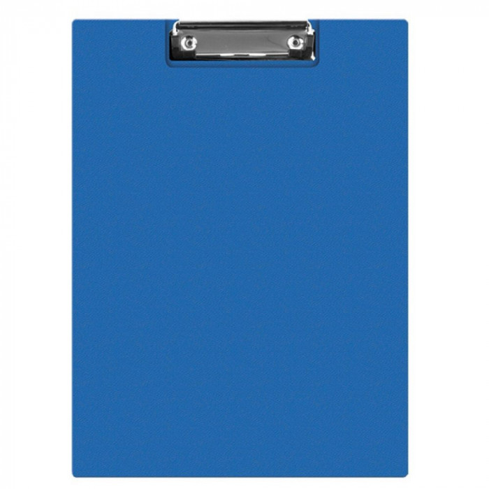 Clipboard Q-CONNECT A4 Dublu cu Buzunar, 230x350mm, Carton Plastifiat si Clip de Prindere Metalic, Capacitate 50 Coli, Culoare Albastra, Clipboarduri